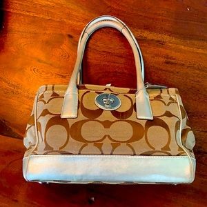 Tan/Silver Coach Purse